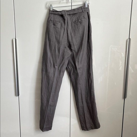 TAHARI Gray Women's High Waist Straight Leg Linen Trousers, Size 10 - Picture 9 of 13